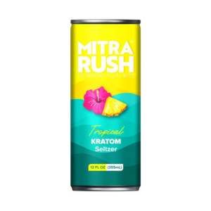 Mitra Rush Tropical Kratom Seltzer 60mg can sparkling tropical kratom beverage